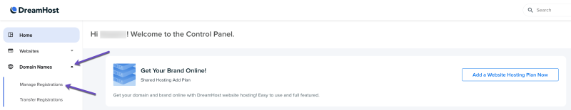 Dreamhost Domain Names Manage Registrations 1