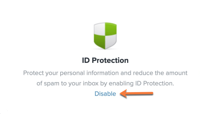 Disable Domain ID Protection FastComet