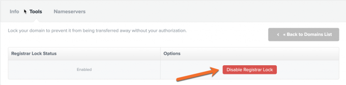 Disable Registrar Lock