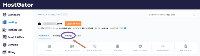 Manage Hosting Billing