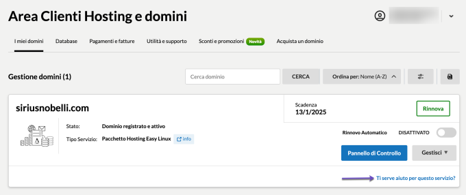 Area Clienti Hosting Ti serve aito per questo servizio