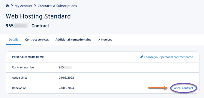 IONOS Details Cancel Contract