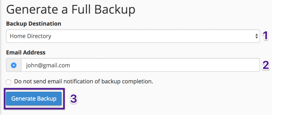 Generate Backup