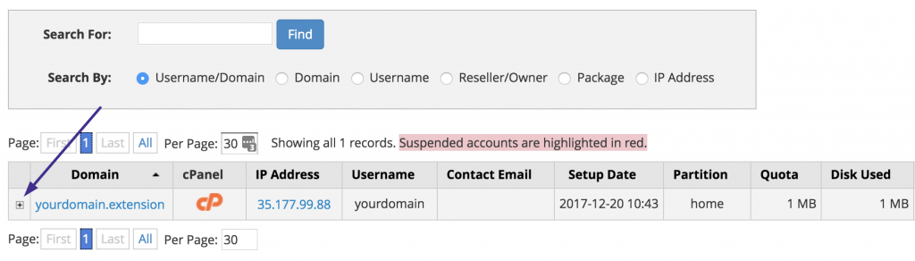 change email account whm