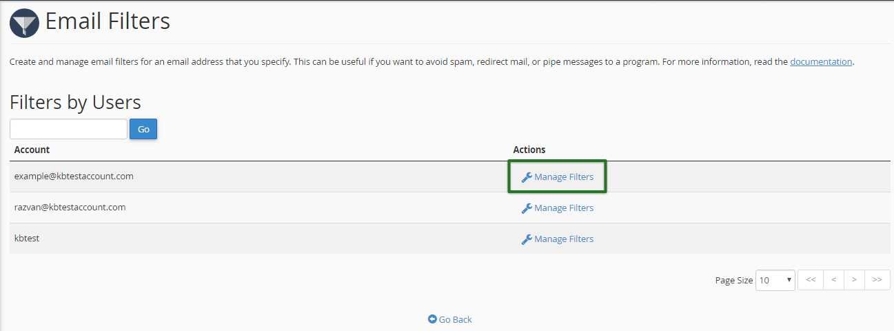 manage email filters