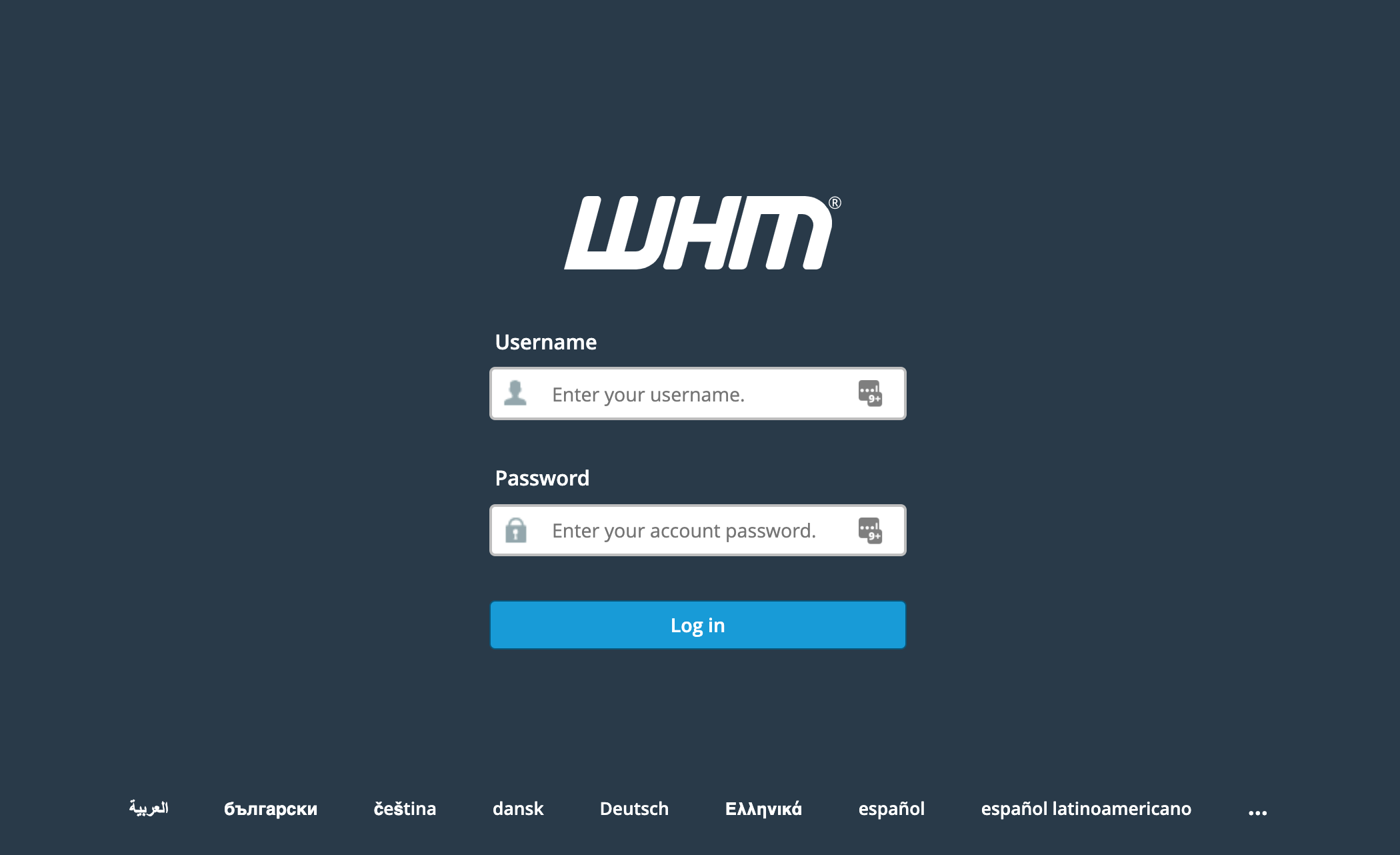 WHM Login Page
