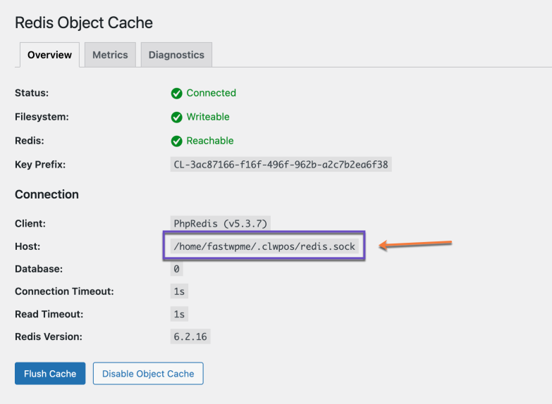 Redis Object Cache Overview Host