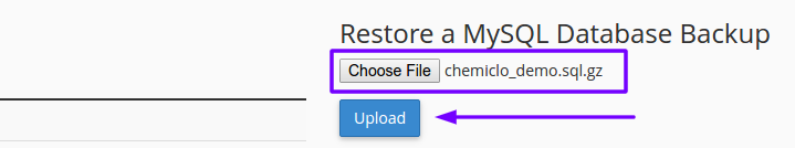 restore mysql backup cpanel